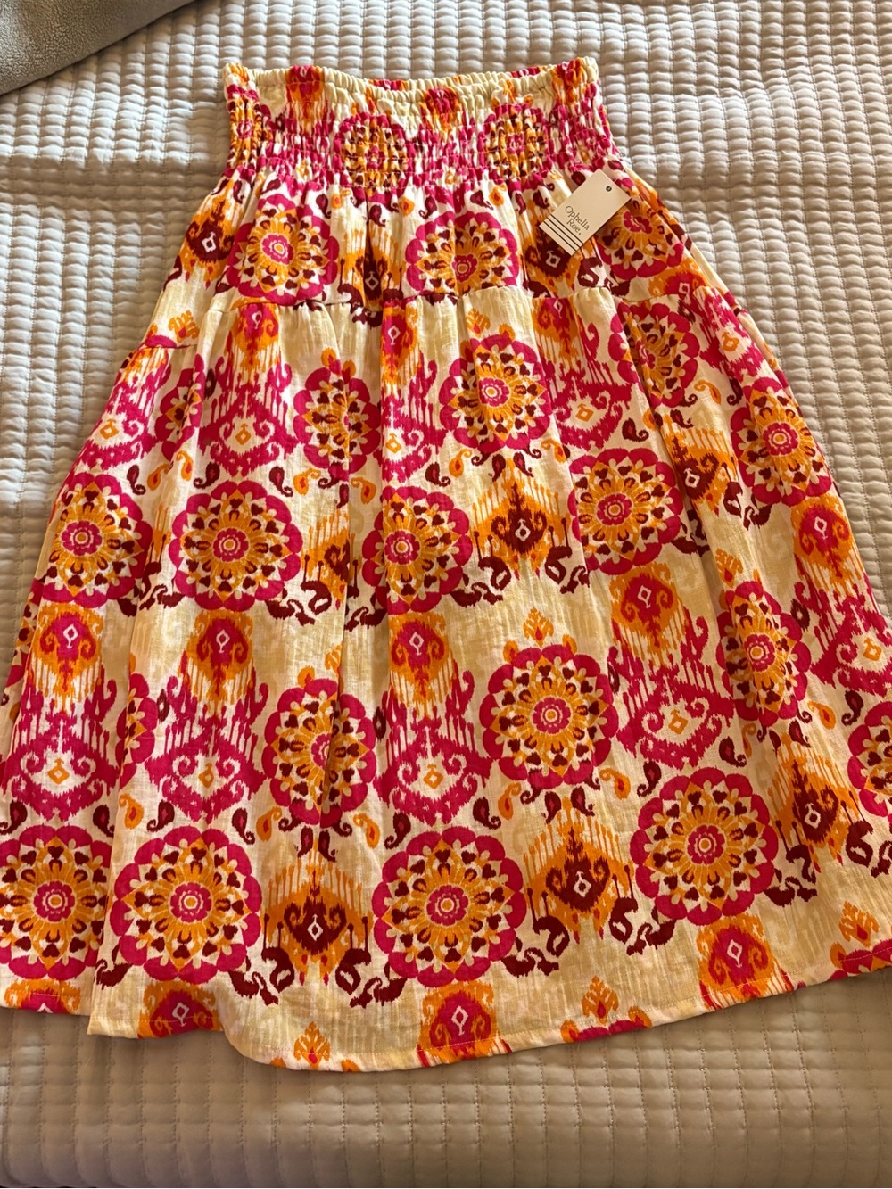 Boho Floral Smocked Waist Midi Skirt